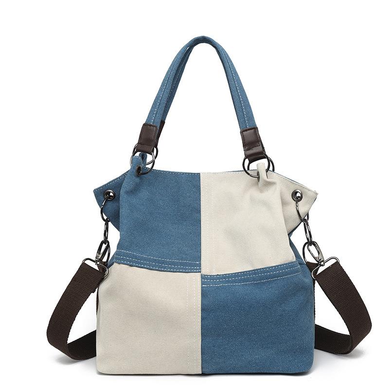 Tote Women's Bag New Canvas Retro Shoulder Bag Simple and Fashionable Versatile Women's Commuter Bag Large-capacity Messenger Bag