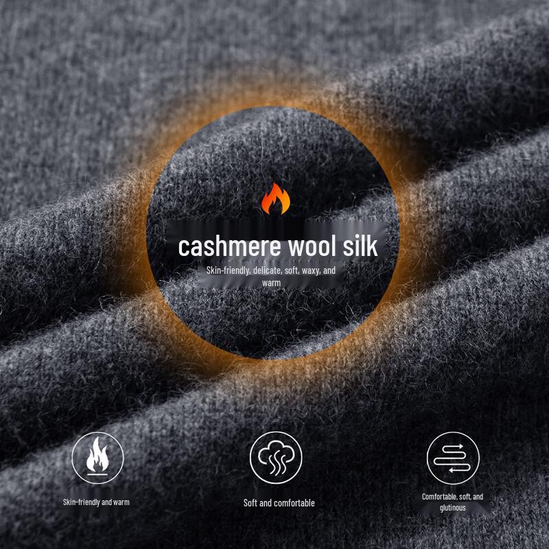 Hodo Men's Cashmere Silk Blend Round Neck Wool Sweater