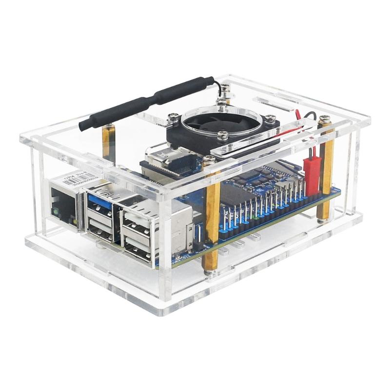 High Transparent Acrylic Enclosure for 4 Professional Development Board Industrial Protective Box Cooling Fan Easy Assembly