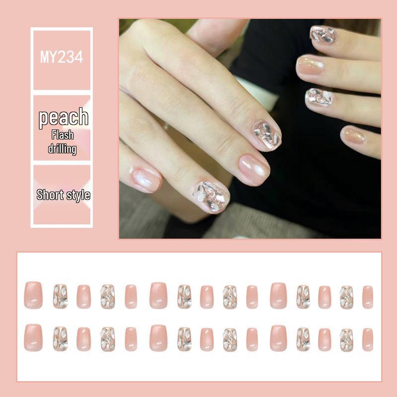 Chasing Light Cat's Eye Crystal Nails: Handmade, Detachable, Flash Diamond Design for Trendy, Stylish Looks.