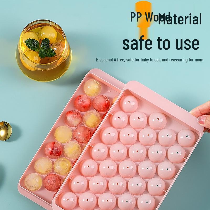 Rund Isbitsform med 33 Fack och Lock - Livsmedelsgodkänd Form för Hembakade Isbitar, Perfekt för Frysning i Hushållskylskåp