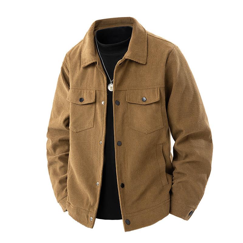 Corduroy Jacket Men's Spring and Autumn Lapel Work Clothes Versatile Loose Casual Jacket Top