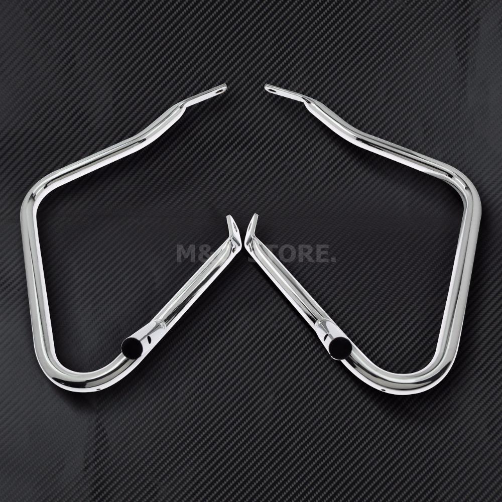 Motorcycle Black/Black&Chrome Saddlebag Bracket Guard Set W/ Support Bar For Harley Touring Road King Electra Glide 2014-2020