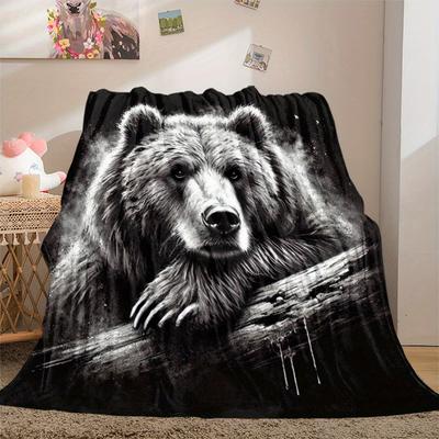 1Pc Bear Branch Print Flannel Blanket, High Quality Comfortable for All Seasons, Home Decor, Warmth and Comfort, Perfect for Christmas Gifts10