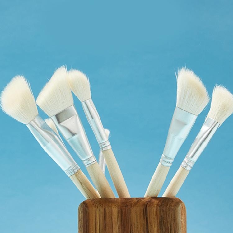 Acrylic Paint Brush Mop Brush for Blending, Goat Hair Brush Wood Handle Artist Brush for Acrylic Watercolor Oil Painting