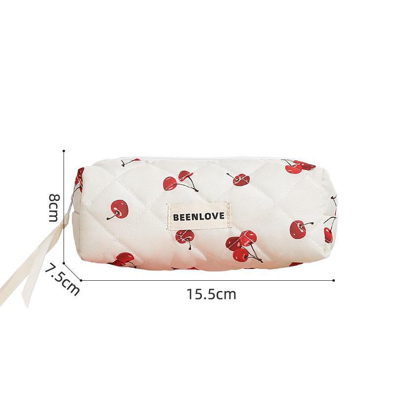 Butterfly Love Quilted Octagonal Cosmetic Bag with Bow & Cherry Design