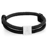 Black Milan Rope Bracelet Steel Color Stainless Steel Square Light and Shadow Letter Engraving Men's Milan Rope Nautical Bracelet