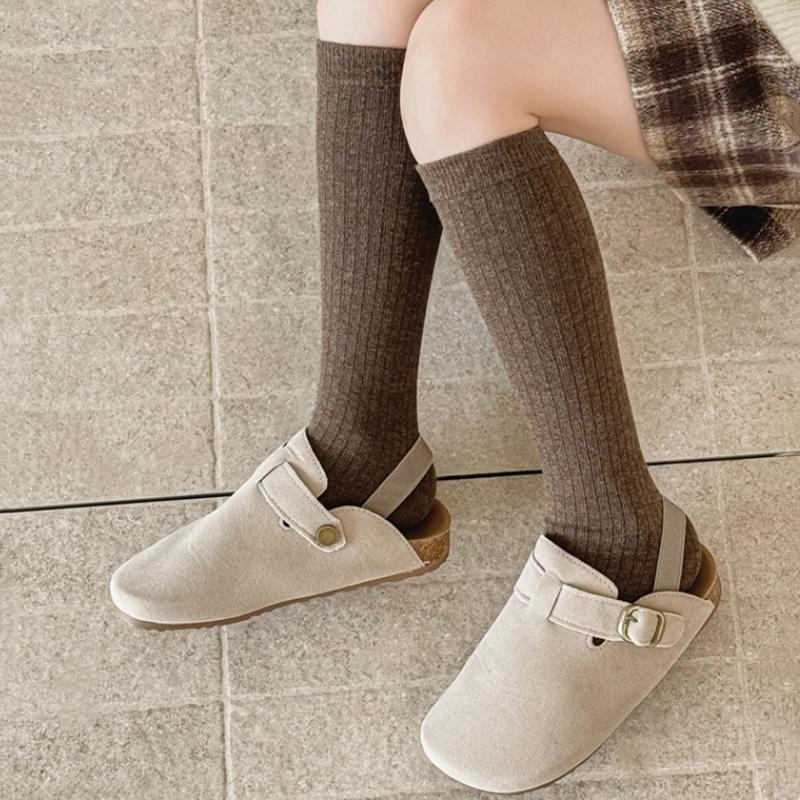 Solid Color Girl Socks Knee-hight Children Knit Stockings College Style Kids Long Tube Sock Baby Cotton Socks Spring Autumn