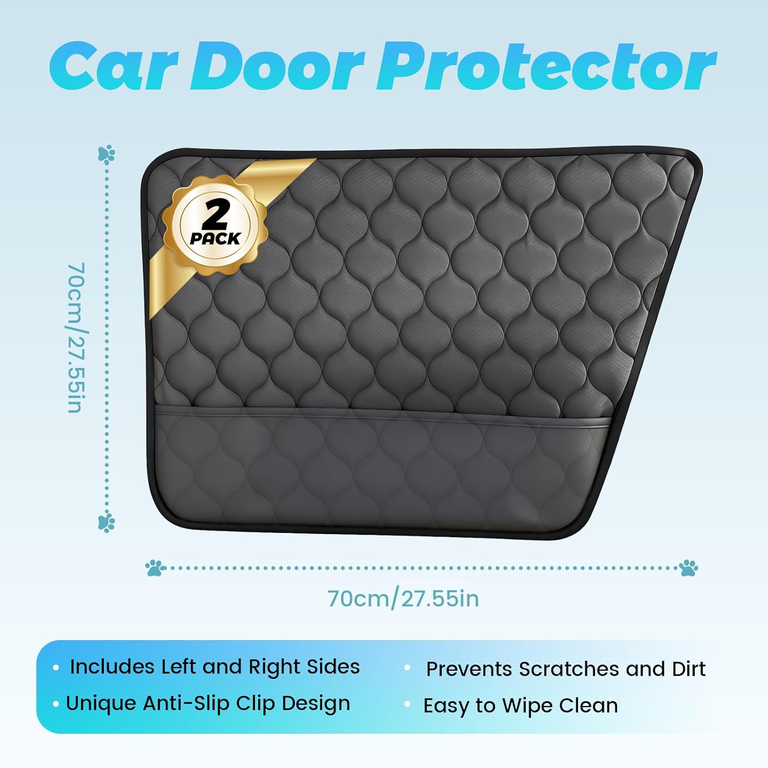 

Wokyo Dog Car Door Protector, 30.31 x 21.25 2 Pack Black Waterproof Anti-Scratch Pet Vehicle Door Covers Heavy Duty Material Car Doors Cover Larger
