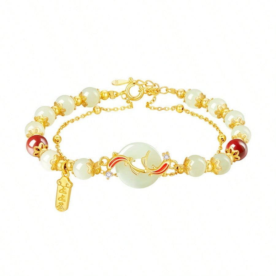 Retro women beaded bracelet women's light luxury niche design imitation jade bracelet Valentine's Day gift