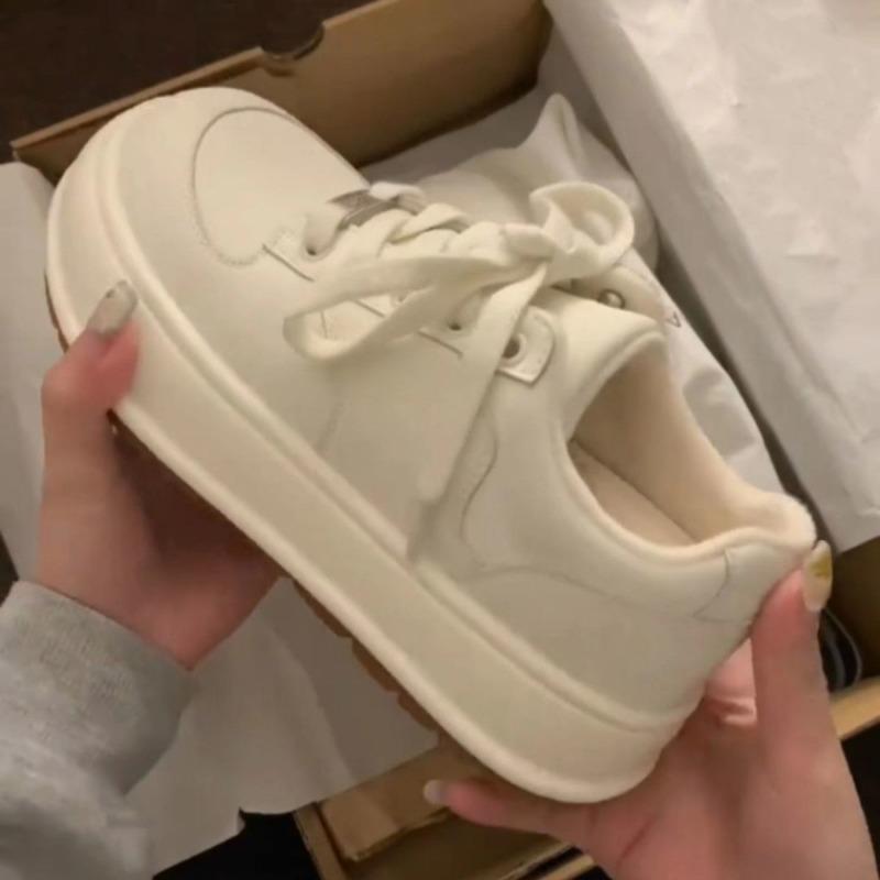 Cream platform shoes children's school versatile sports board shoes casual white shoes women