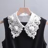 Fashion Beading Fake Collar For Women White Lace Hollow False Detachable Collar Lapel Shirt Tie Necklace Clothes Accessory