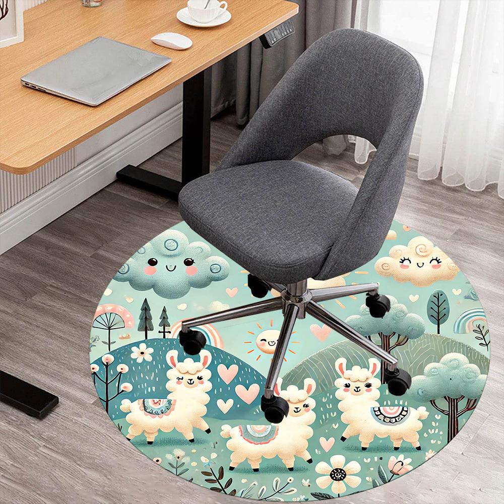 

1pc llama cloud Round Chair mat Area Rug - Non-Slip, Floor Mat for Office, Bedroom, and Indoor Decor -1002057 80cm by 80cm