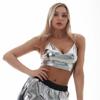 Womens Shiny Metallic Bustier Tanks Top Spaghetti Strap Camisole Vest Bra  for Party Club