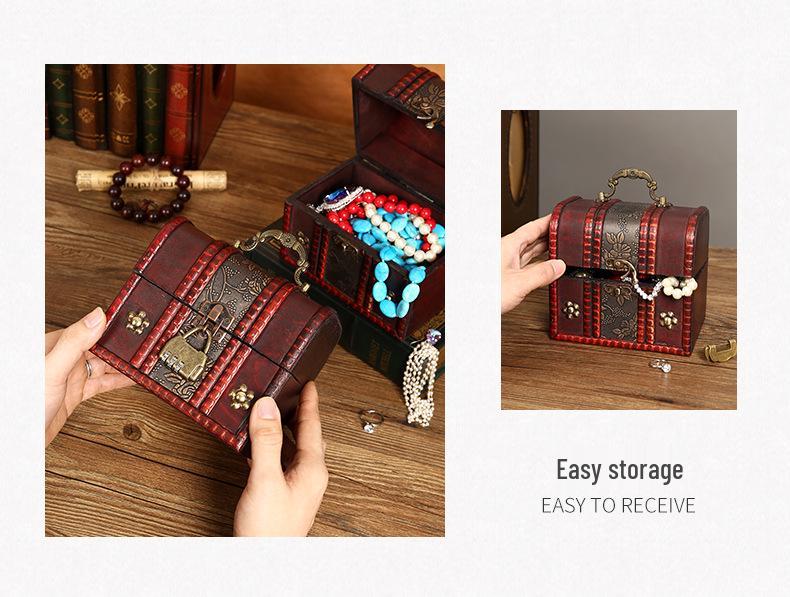 Classic Wooden Lockable Storage Box with Handle – Creative Gift Packaging for Jewelry and Accessories