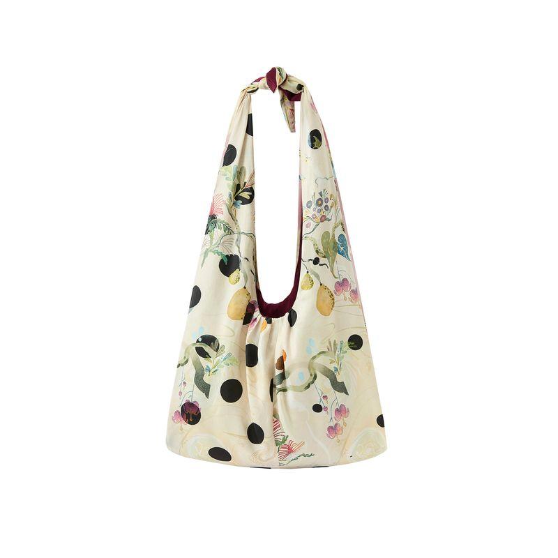 

[In Stock] Ofakiva Temple Map Polka Dot Florals Double-Sided Internal and External Multi-Purpose Contrast Color Cloud Bag Pink