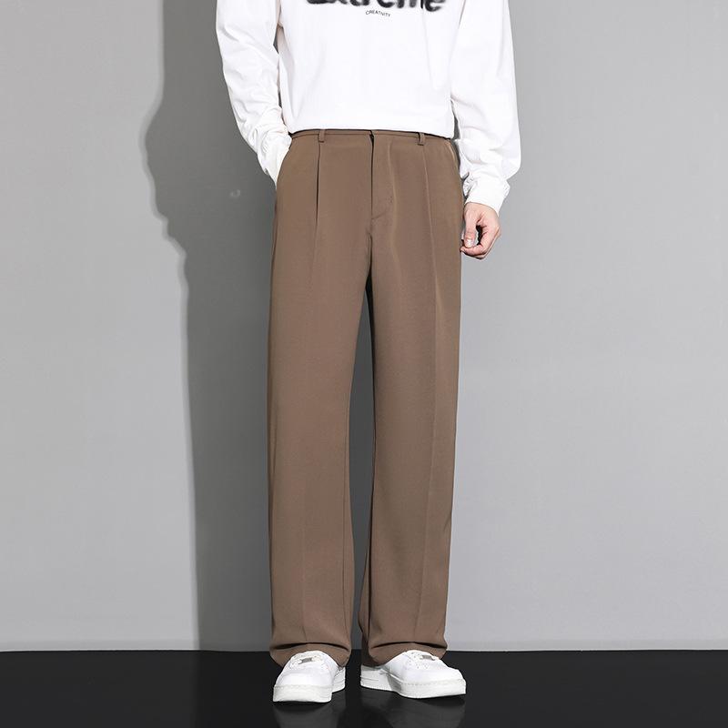 Pantaloni casual da uomo neri a gamba larga per primavera ed estate