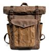 Luksusowe płócienne plecaki w stylu vintage dla mężczyzn płócienny skórzany plecak podróżny duże wodoodporne plecaki Retro Bagpack