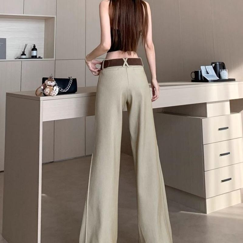 American Style Flare Suit Pants for Women In Spring Design Mid-waist Wide-leg Pants Drooping Versatile Casual Floor Pants