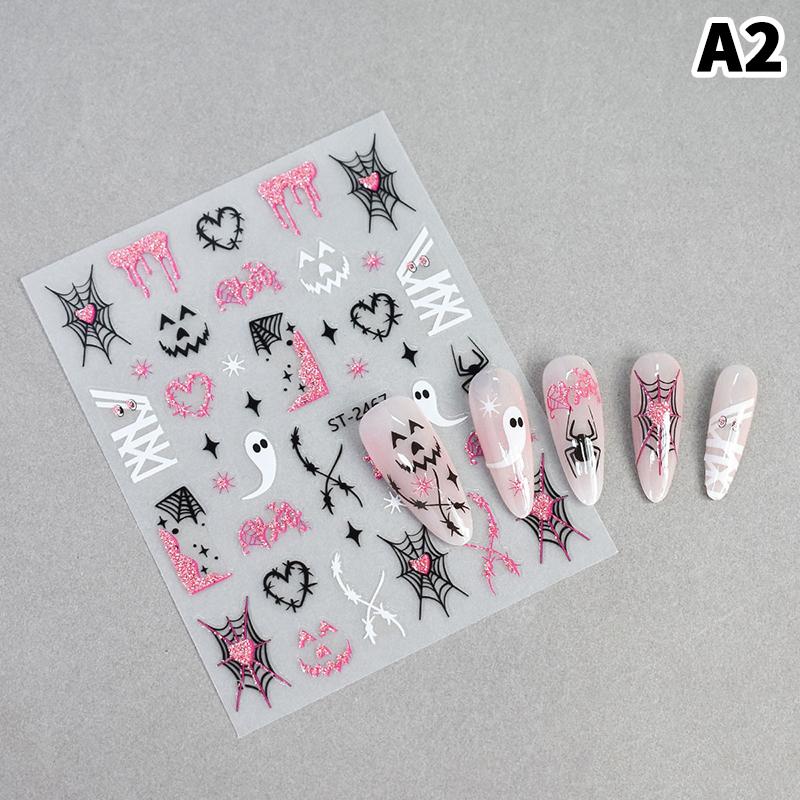 3D Halloween Nail Stickers Little Spider Pumpkin Ghost Funny Glitter Nail Decals For Festival Nail Decor Manicure Sliders