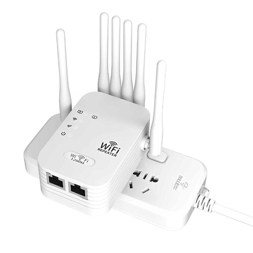 White European Standard Plug 1200M Four Wire 5G Extension WiFi Network Signal Amplifier WiFi Repeater Signal Booster Extender