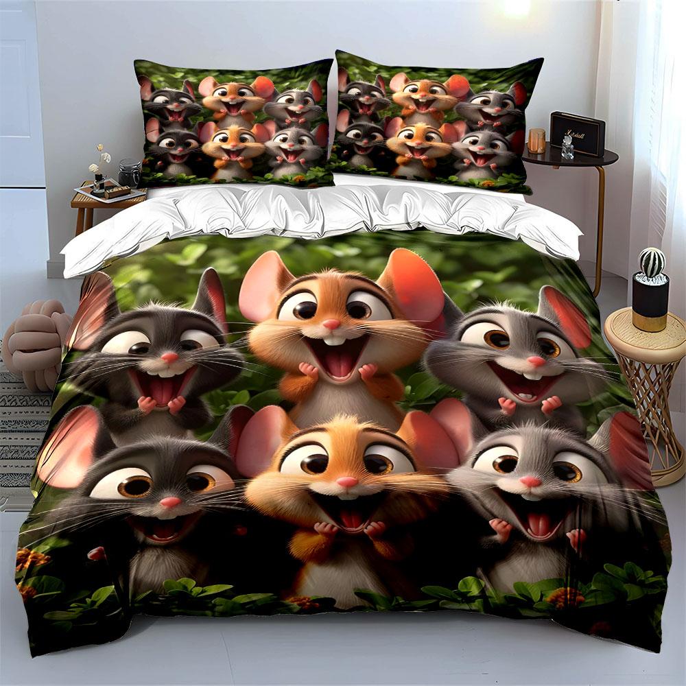 Cheerful mice gathering joyfully. Bedding sets Duvet covers Pillowcases(1* Duvet Cover 2* Pillowcases without duvet insert)