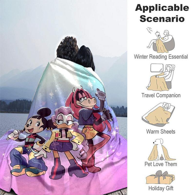 1pc Magical Friendship Adventure Flannel Blanket Soft Warm Throw Blanket for Bedroom Living Room Bed Travel Camping Picnic Gift. M072201193