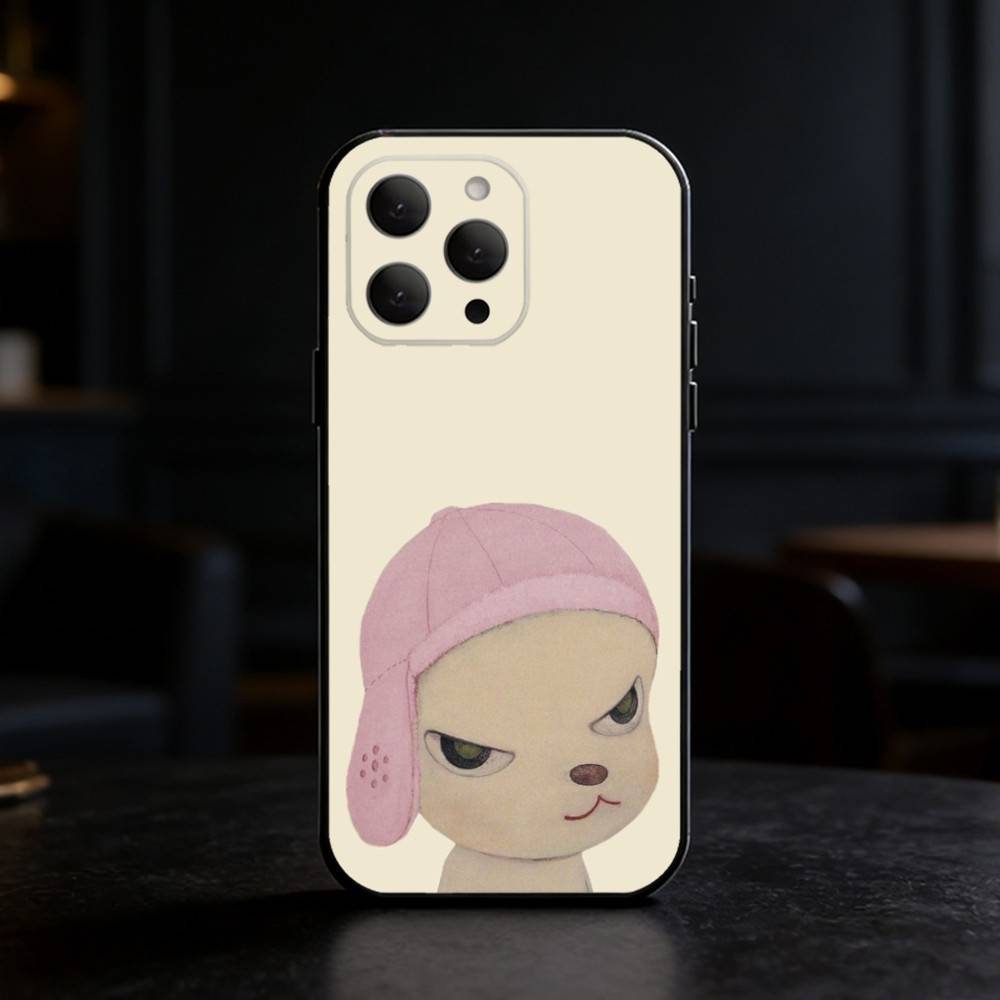 Cute Y-Yoshitomo Nara Phone Case For iPhone 17,16,15,14,13,12,11 Plus,Pro,Max,Mini Silicone black Soft Cover