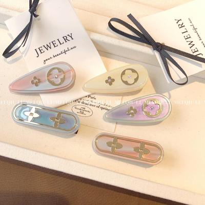 Korean Vintage Floral Acetic Acid Hairpin: High-End Sweet Fashion Duckbill Clip for Bangs & Sides
