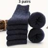 Men's Thick Warm Towel Socks 3 Pairs of Casual Solid Color Mid-calf Socks Winter Men's Socks