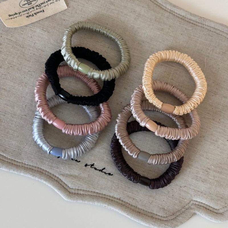 Korean Basic Simple Elastic Ice Silk Large Intestine Hair Band Solid Color Headrope Girls Women Hair Accessories