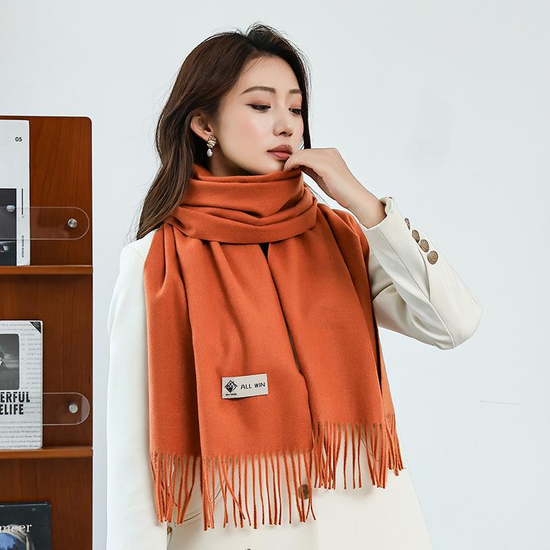 Wool autumn and winter warm scarf warm color scarf solid color simple and versatile gift fashion