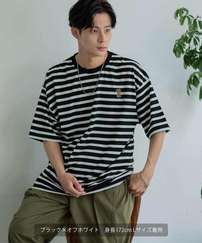 [IMPROVES] [SIDEWAYSTANCE] Embroidered Downer Bear Border Short Sleeve T-Shirt