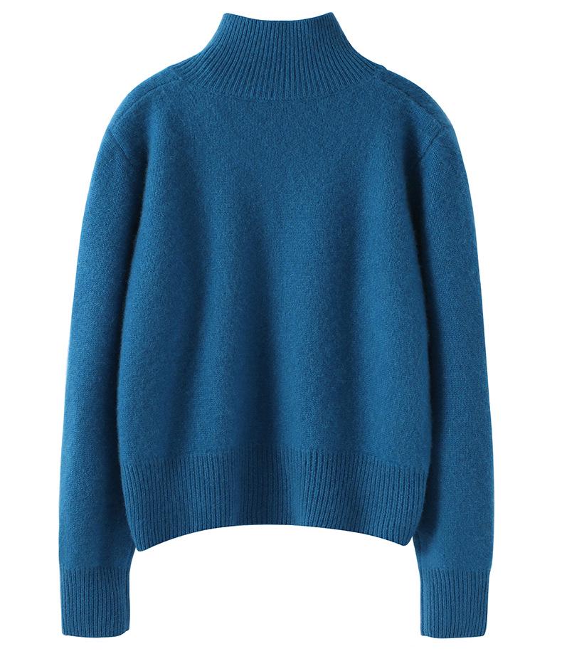 Women's Three-Ply Thickened Cashmere Knit Cardigan: Loose, Slimming, Half-High Collar Single-Breasted Outerwear for Autumn and Winter