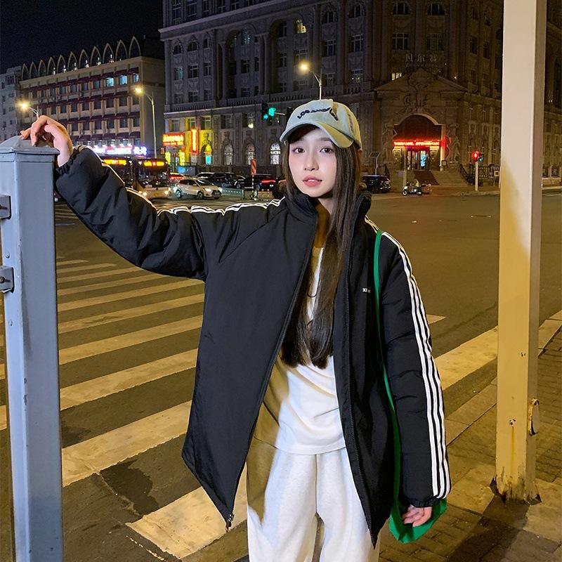 

По всему небу, в куртке для пары с обеих сторон, новая зимняя мужская и женская ветрозащитная дикая полосатая хлопковая куртка-пальто. 2XL