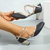 New comfortable dance shoes adult high-heeled dance shoes breathable square dance shoes stage performance waltz