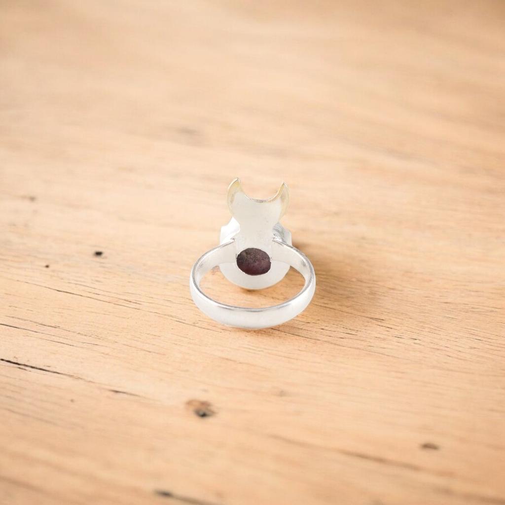 Black Rhodonite Gemstone 925 Sterling Silver Jewelry Handcrafted Two Tone Ring RR-58-33