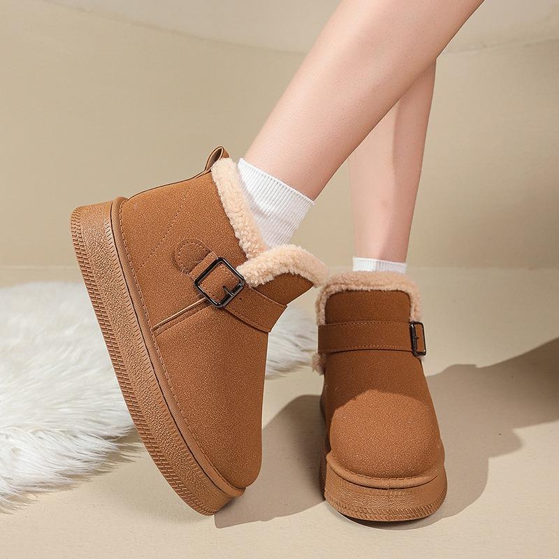 Large size snow boots women's autumn and winter new thick-soled plush thickened wool warm snow boots