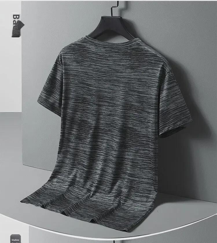 Pánske letné tričko s bambusovým vzorom, rýchloschnúce, ľadový hodváb, veľkosti M-8XL, s krátkym rukávom, okrúhly výstrih