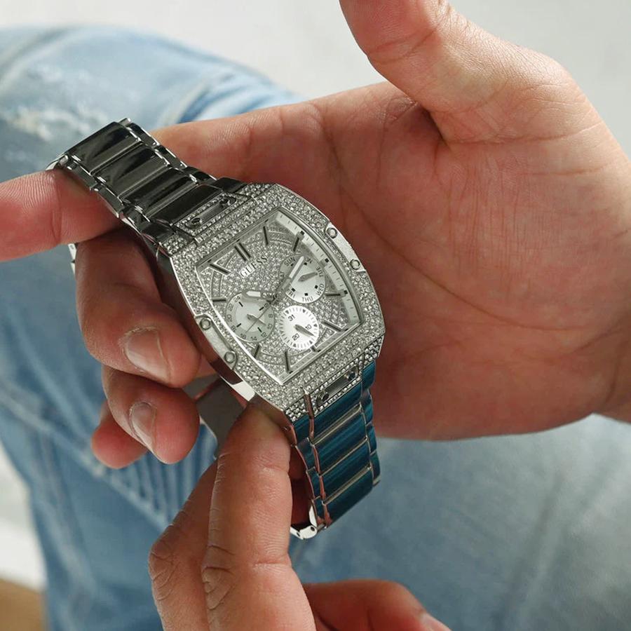 Guess Men's Quartz Watch with Three Hands and Black Stainless Steel Strap - GW0094G3