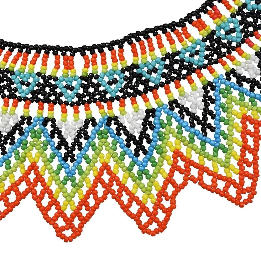 Ethnic Style Multilayer Beaded Choker Multicolor Mesh Bib Collar  Women Jewelry