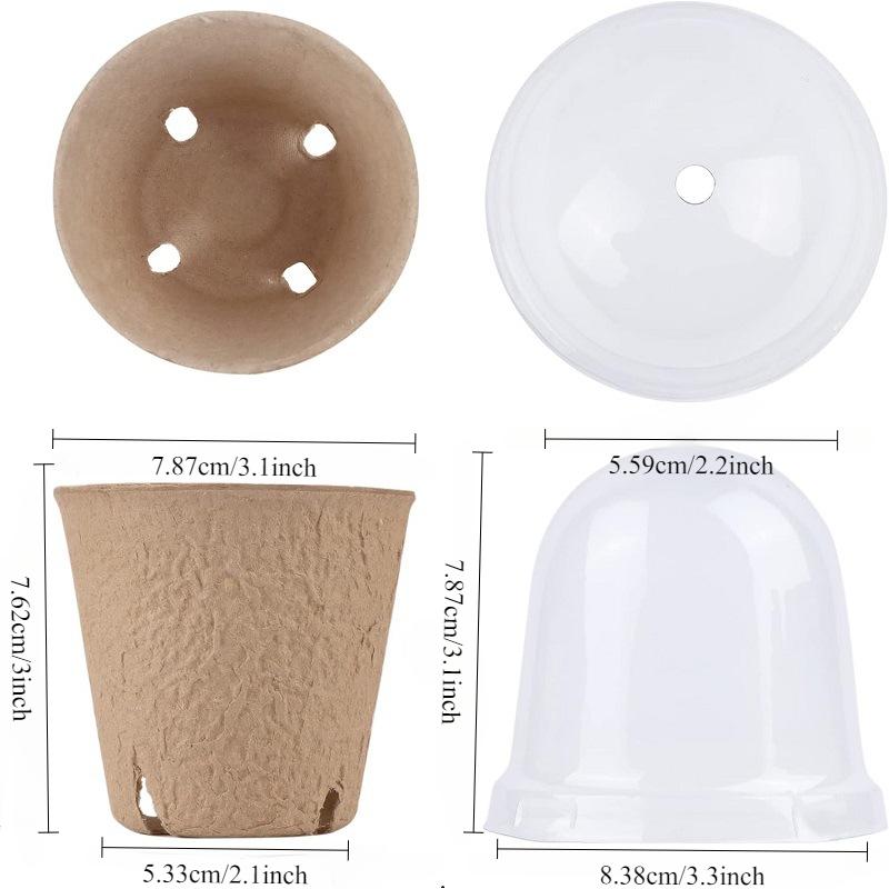 20 Pieces/set, Planting Nursery Pots with Humidity Dome - Square Biodegradable Seeding Starter Pot - Garden Vegetable Flower Germination