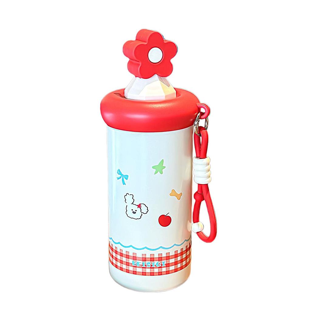 Please Straw Thermos Cup 316 Student Stainless Steel Water Cup Strap High Value Girls Large Capacity Portable Coffee