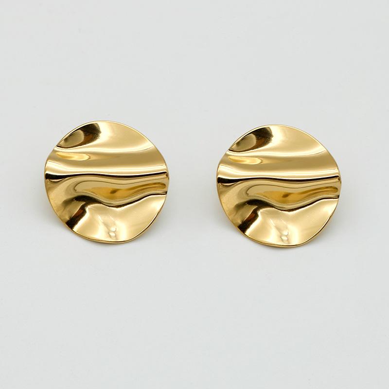 Stainless Steel Hammered Post Earrings For Women Fashion Zircon Daily Accessories Wholesales Gifts Geometric Punk Trendy MQF003