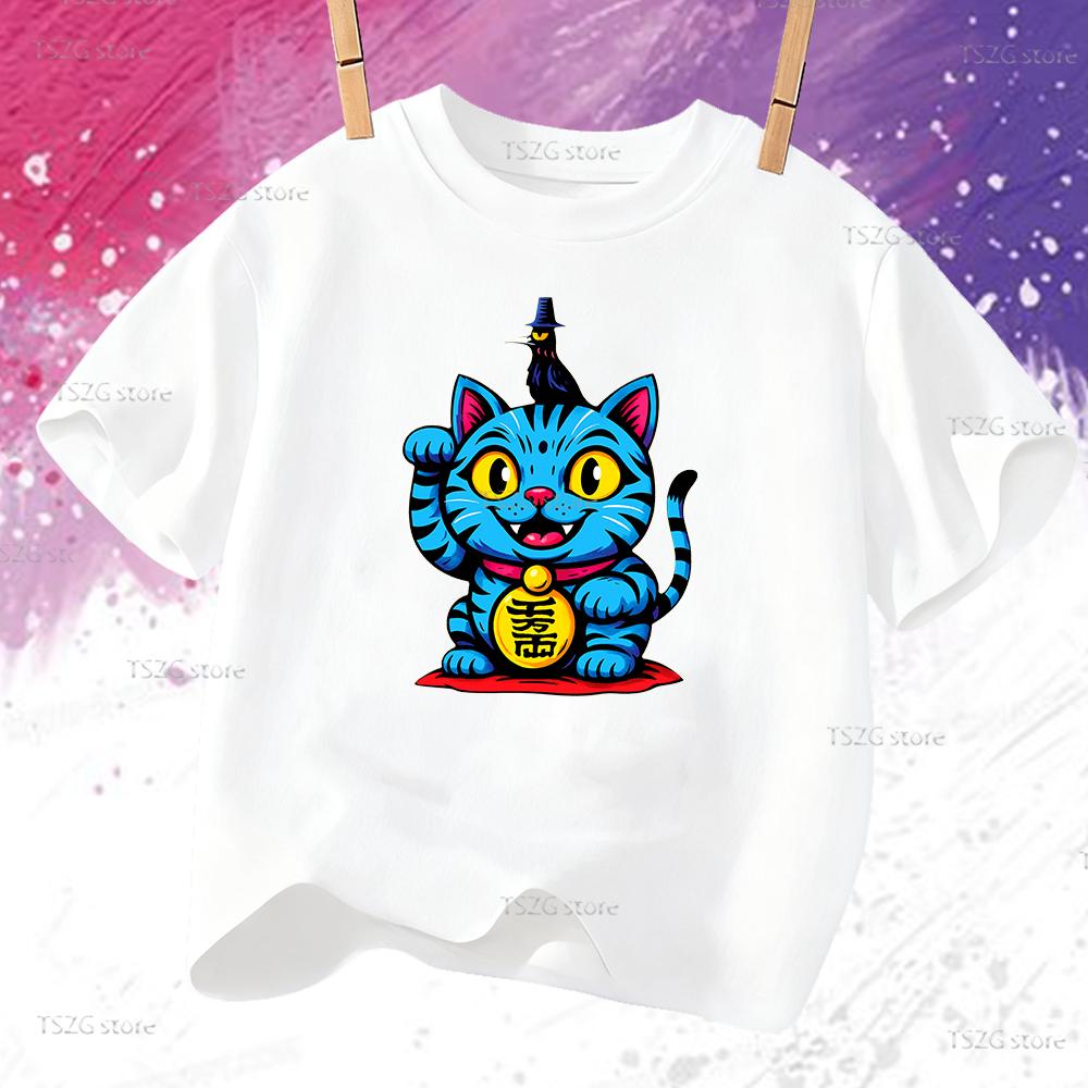 Summer Vintage KPop Demon Hunters Pet Tiger Cartoon Children T-Shirt Anime Short Sleeve Girl Boy Tee Shirt Cute Tops Kid Clothes