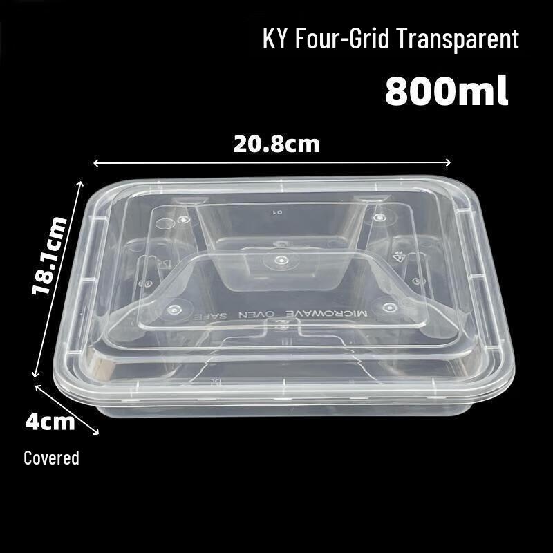 JingJingRS Disposable 4-Compartment Takeout Food Containers