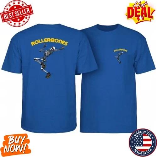 RollerBones Style Dancing Skeleton Blue T-Shirt Retro Skater Inspired Graphic T XS