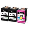 Ink Cartridge - YUMI MAZAO - HP 62XL - 2 Black + 1 Color - Compatible HP Envy - Remanufactured