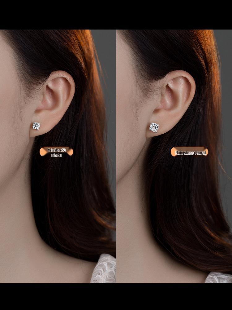 Elegant Bull Head Diamond Stud Earrings: D Color Moissanite In S925 Sterling Silver with PT95 Platinum Plating