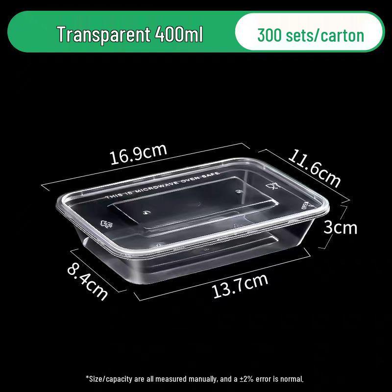 

750ml Transparent Rectangle Disposable Meal Box with Lid